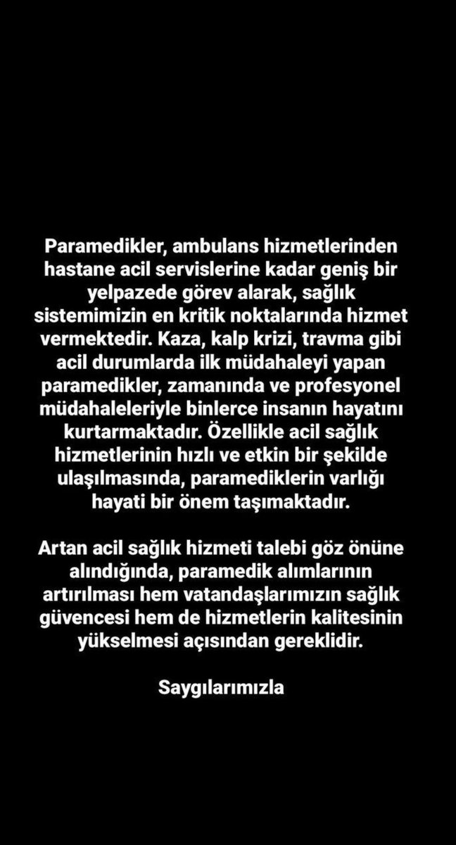 Sayın bakanım bu sene Paramediklerin senesi olsun <a href="/drmemisoglu/">Prof. Dr. Kemal Memişoğlu</a> #ParamediklereAdilAtama