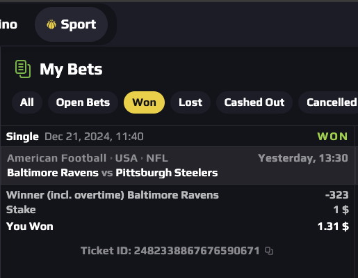 JohnHicksjr3882's tweet photo. @Rollblockcasino Let's see if I do better today with my $1 Sunday NFL bets on https://t.co/phpopJV7aG. I missed the KC game but got the Ravens right. https://t.co/deQAbGgm5F