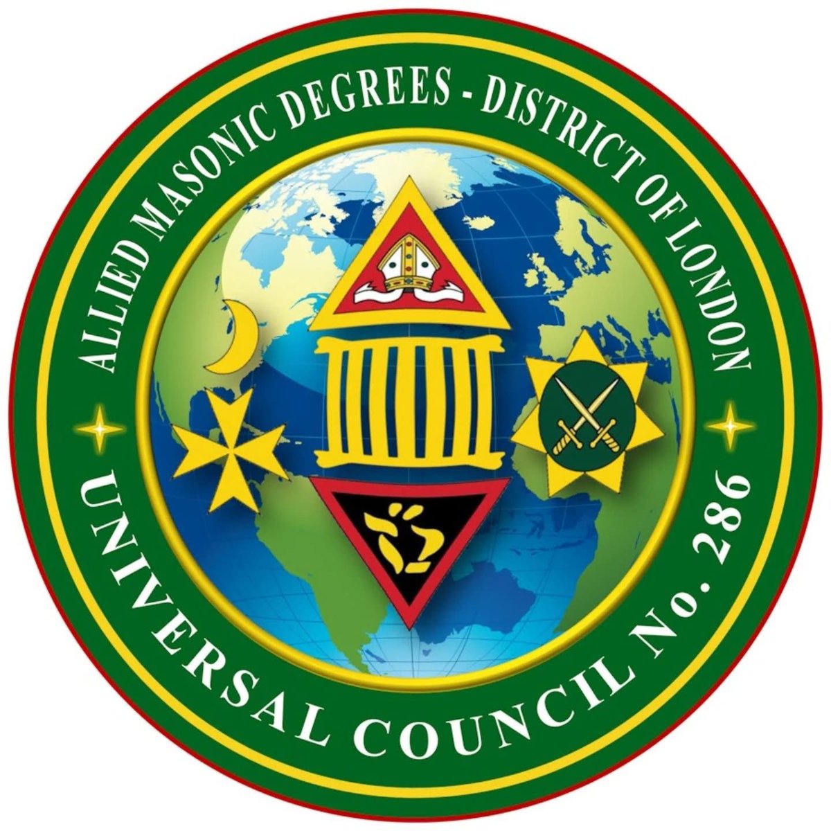 The approved crest for the new Universal Council No.286 which will be consecrated on 21st February 2025
<a href="/AMD_London/">AMD London</a> <a href="/MarkMasonsHall/">Mark Masons' Hall</a>
