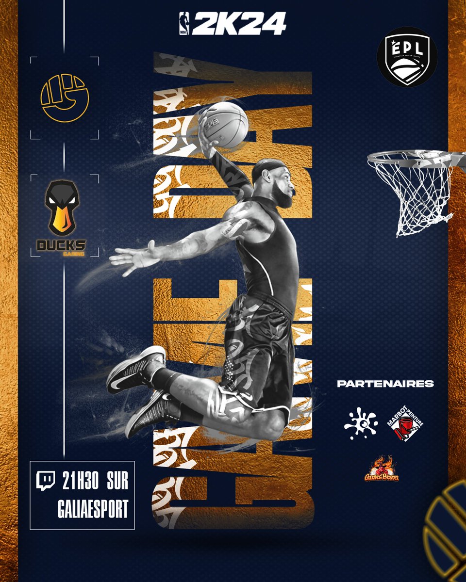 🏀🔥 Playoffs TIME 🔥🏀

🎮 Galia Esport 🇫🇷 VS <a href="/ducks_gaming/">Ducks Gaming</a> 🇪🇸

📍 2ème tour des playoffs en BO3

🚨 Notre Line-up :
💥 PG : Droxz
💥 SG : Lych
💥 SF : Kaido
💥 PF : Bando
💥 C : Salim

🕘 RDV ce soir à 21h30 ! 
📺 Cast en live sur notre Twitch :
👉 twitch.tv/galiaesport