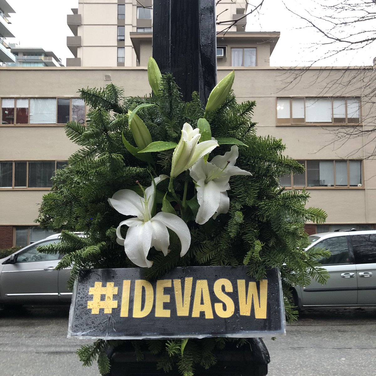 XXXWorkers's tweet photo. The lilies in our commemorative #IDEVASW wreath continue to open since #DEC17 Bless you #Vancouver #WinterSolstice https://t.co/kAwzMtbMz2