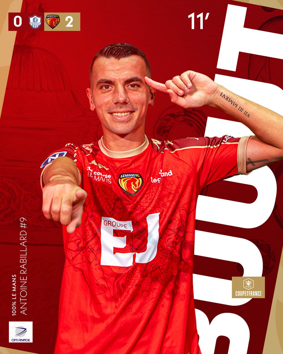 LEMANSFC's tweet photo. #FCMLMFC 0️⃣-2️⃣

⏱️ 11' | Vula s'arrache dans la surface adverse et « Rabi » prend le relais pour inscrire le 2e but manceau !

#CoupeDeFrance #AllezLEMANSFC 🔴🟡 https://t.co/qdjVDineLO