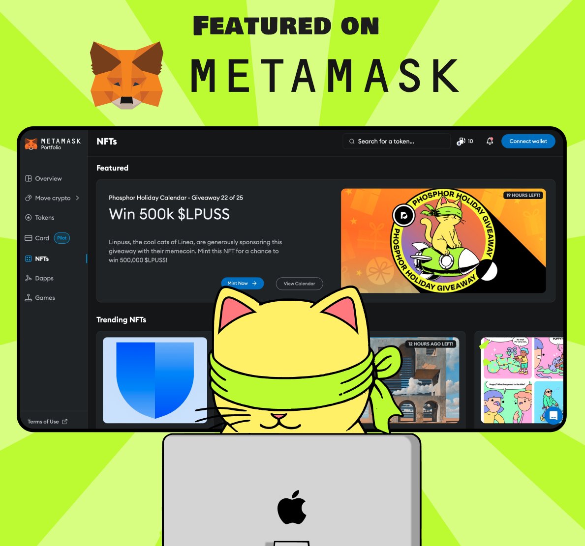 LinpussLinea's tweet image. Linpuss is Featured on @MetaMask ! 🦊

Win 500,000 $LPUSS w/ @phosphorxyz 🪂
CEX, Utility &amp;amp; $LINEA drop SOON. 🚨

RT♻️, Drop wallet👇 &amp;amp; hold $LPUSS 🚀