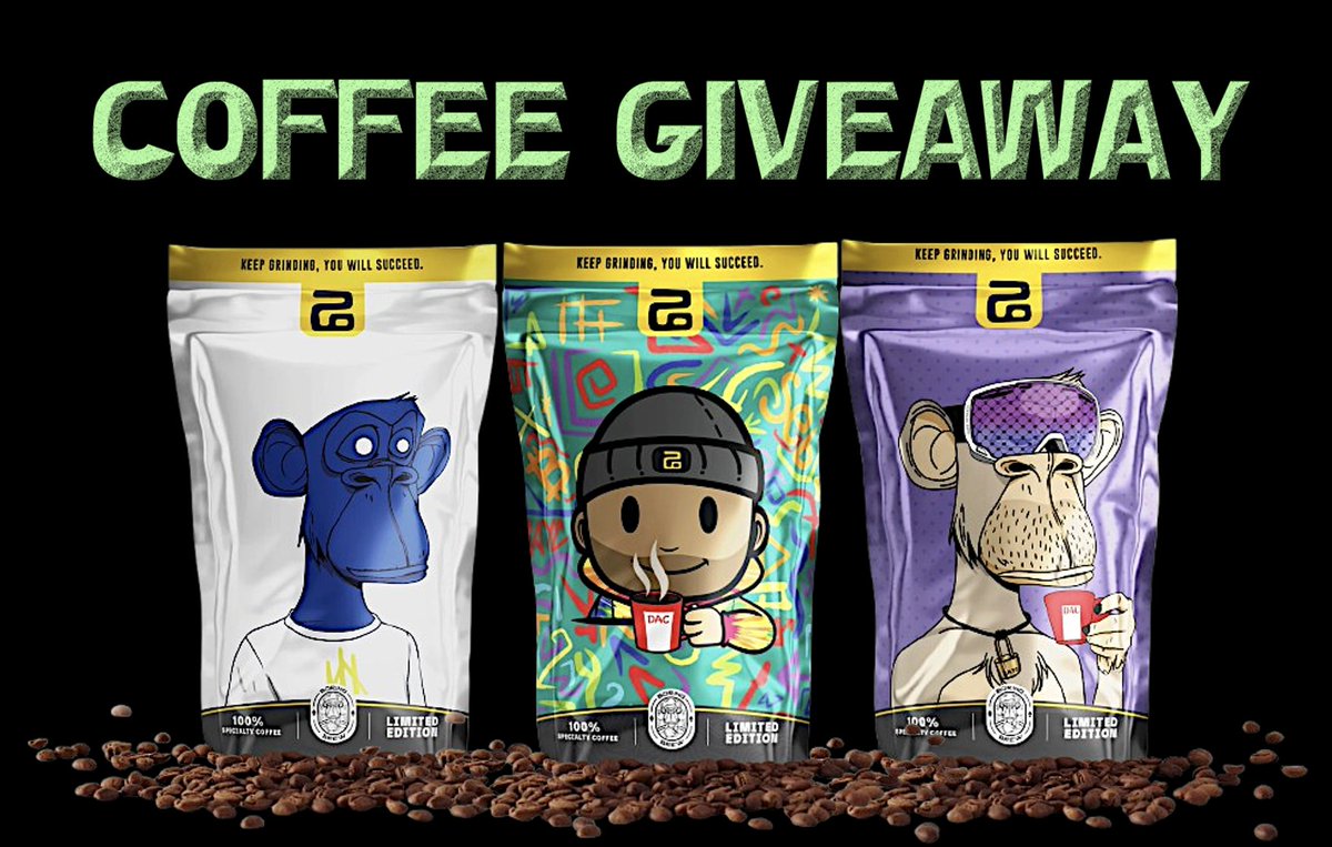 🚨GOURMET COFFEE GIVEAWAY x ☕️☕️☕️

Giving away 3 branded bags of coffee from <a href="/DacCybercoffee/">ODP W3corpccc Dac Foundation cybercoffeeclub #CAYC</a> on the @IrishCoffee_X show this Sunday at 9PM EST
 
1 x <a href="/Dope_Ape_NFT/">Dope Ape Club DAO</a> Coffee
1 x <a href="/LittleOllieNFT/">Little Ollie</a> Coffee
1 x <a href="/Thenizzar/">Nizzar</a> Coffee

To Enter: 
☕️ Like, Repost, Tag 3 Coffee Lovers
☕️ Folllow