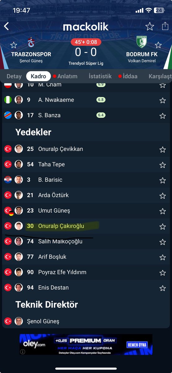 secc0707's tweet photo. Trabzonspor - Bodrum Fk maçında kadroya girmeyi başardı. 👁️ https://t.co/RFxq2d5Y7X