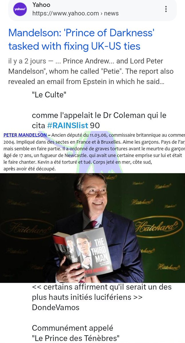 JozDire's tweet photo. La mise en place de #PeterMandelson,
'Prince of Darkness',
ambassadeur aux USA🇺🇸
D'abord proche de Maxwell, 'Petie' comme l'appelait Epstein, qui l'appelle en prison pour lui demander de l'argent💰
Petie, cité dans la #RAINSlist😈, est (lui-aussi) proche des Rothschild https://t.co/iiY3Ou20WV