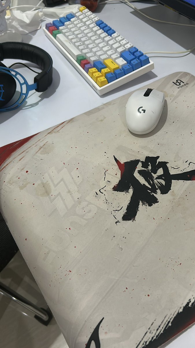 annentan's tweet photo. finally my cat-scratched mousepad, ugly mouse and broken "D" keyboard can rest in peace https://t.co/xhDMhLbyPZ