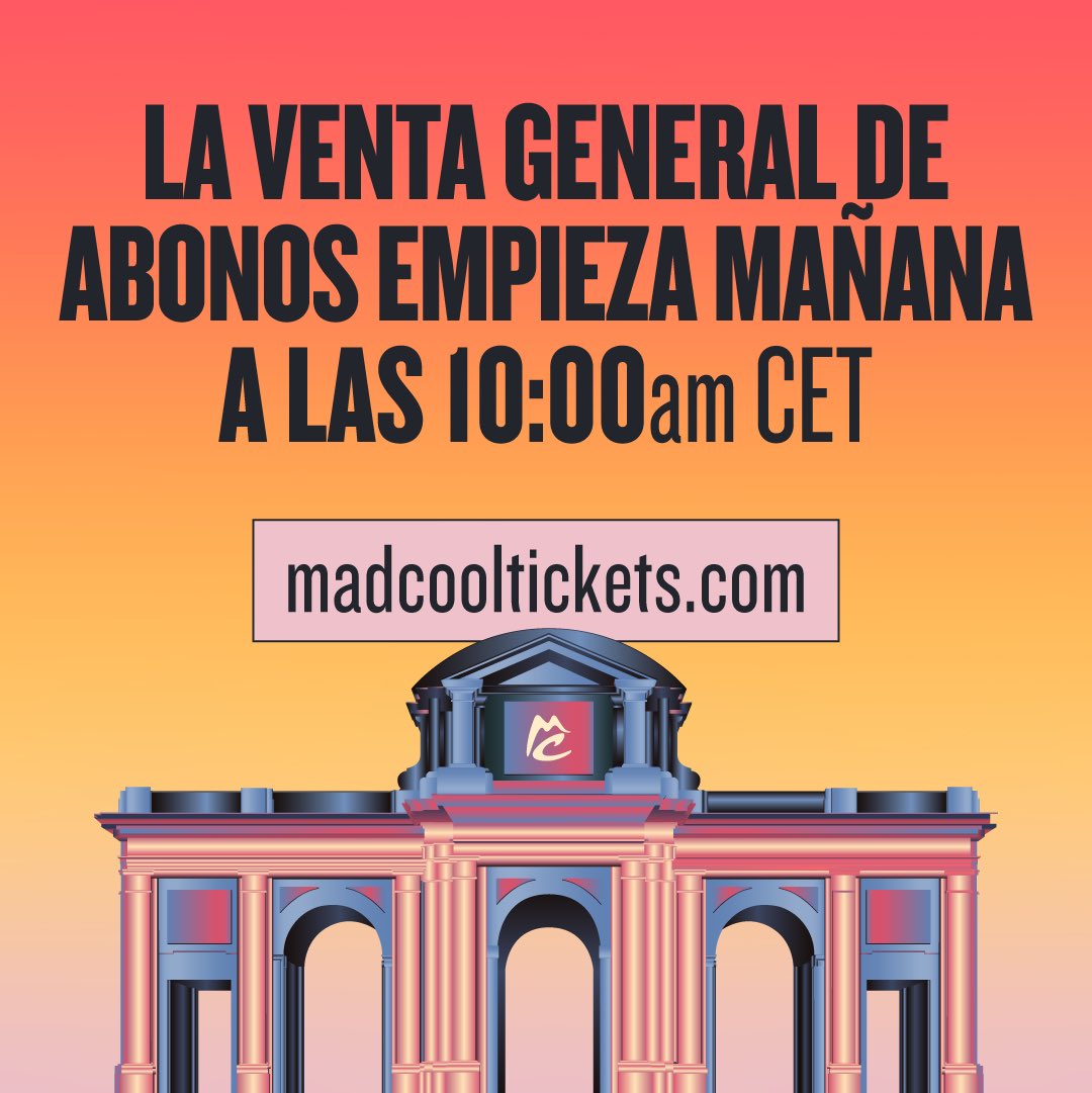 Full festival tickets on sale tomorrow at 10.00 AM CET
👉 madcooltickets.com