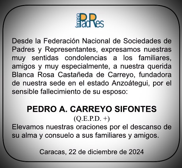 Con mucho pesar informamos.