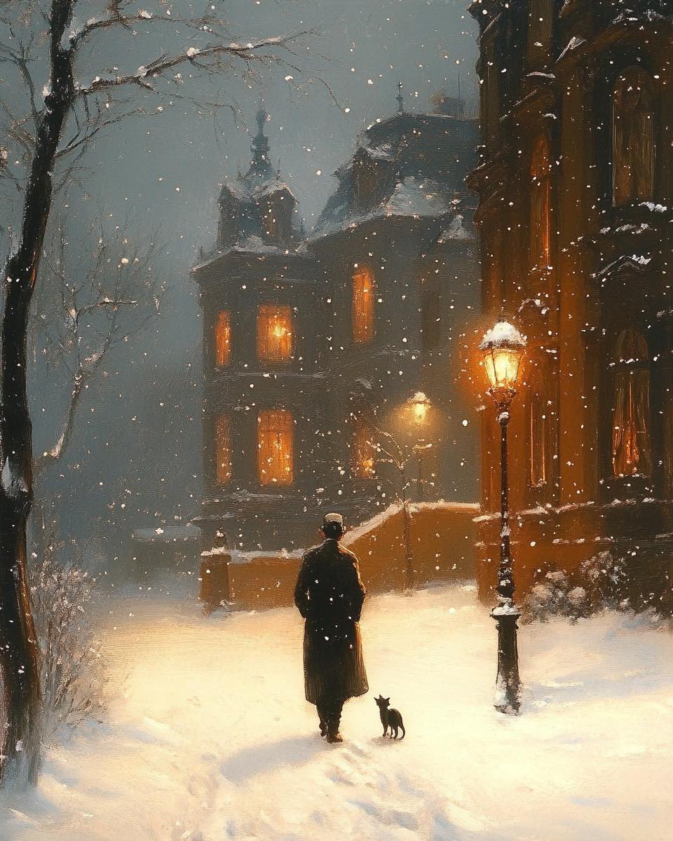 artfanszone's tweet photo. Winter paints the world white, and the night bathes it in mystery. https://t.co/IfD31nGrmn