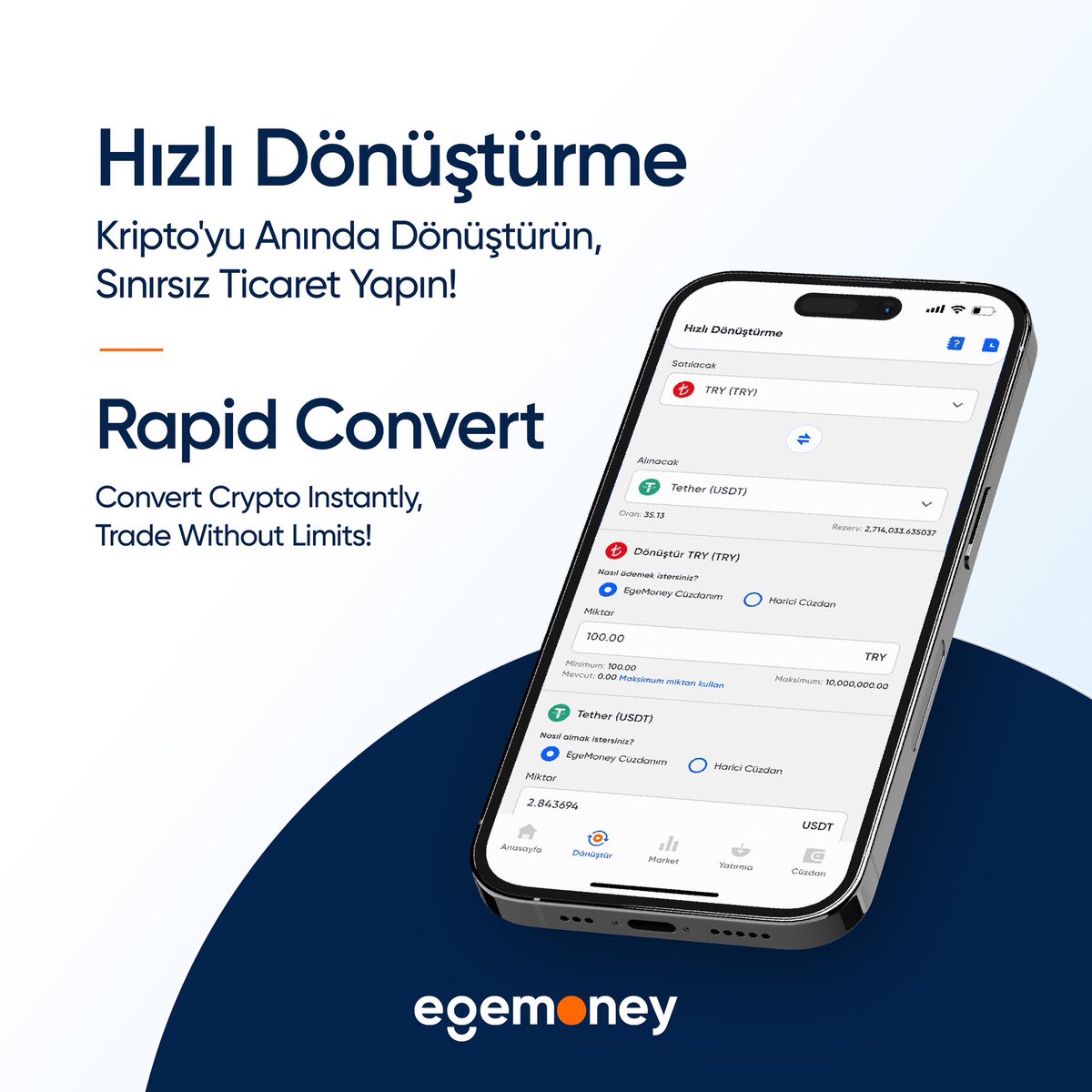 egemoneycom's tweet image. Hızlı Dönüştürme
Kripto’yu Anında Dönüştürün, Sınırsız Ticaret Yapın!

Rapid Convert
Convert Crypto Instantly, Trade Without Limits!

#kriptodönüşüm #cryptoconvert #egemoney #dijitalvarlık #kriptopara