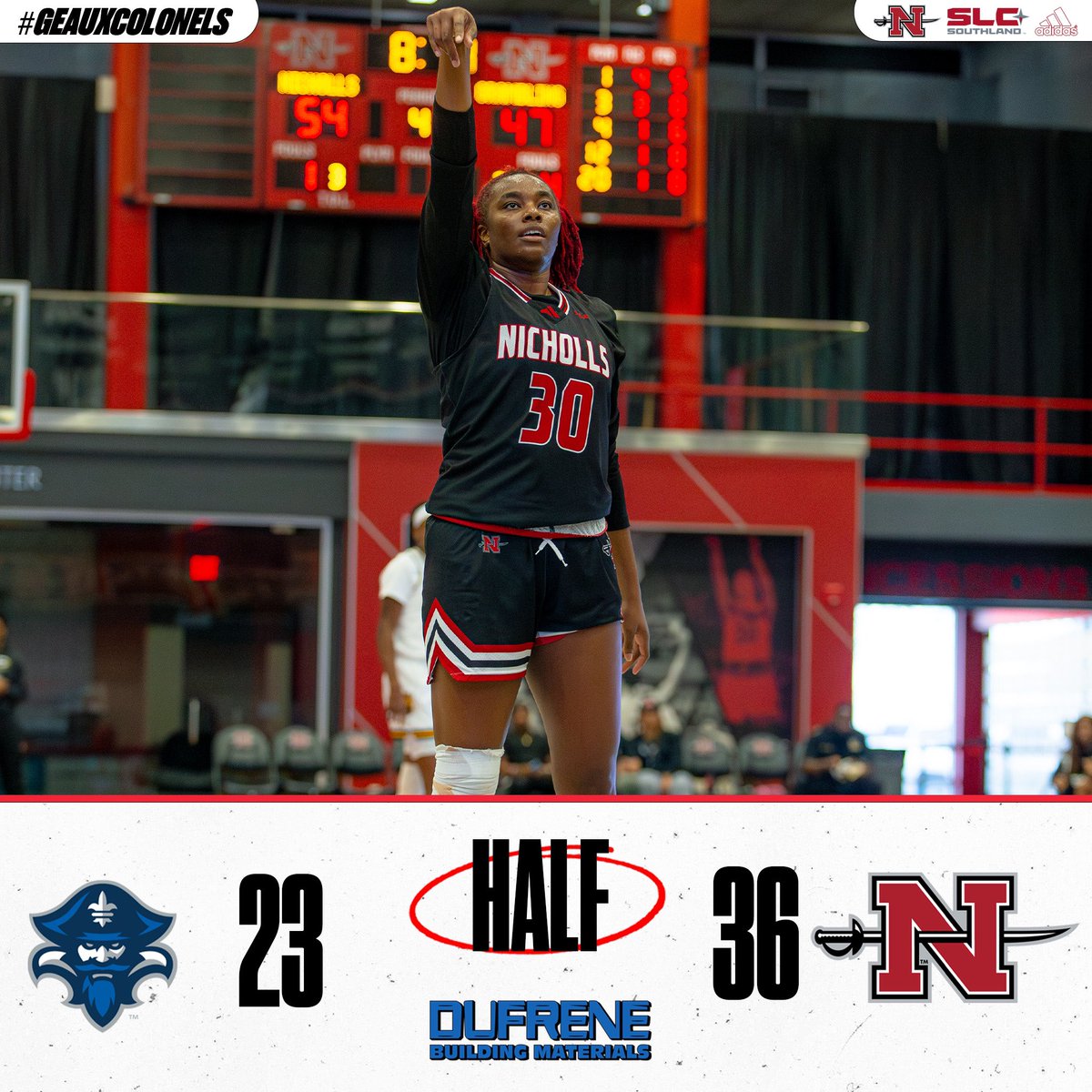 Colonels hit 13 fgs and force 8 turnovers in the 1H and lead by 13 at the break! 

Burks leads all scorers with 12 points followed by Garnett &amp; Jones who  have 6 points apiece!

#GeauxColonels