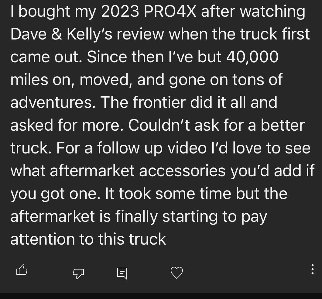 Feed back like this make the job worth it. <a href="/NissanUSA/">Nissan</a> Frontier really is worth a look in the midsize truck market. #nissan