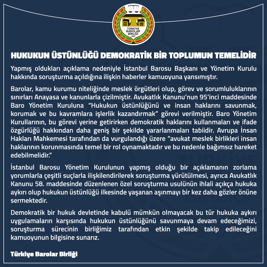 barolar's tweet photo. Hukukun Üstünlüğü Demokratik Bir Toplumun Temelidir

https://t.co/bOmGj3gg0k https://t.co/sfHQYSDVvc