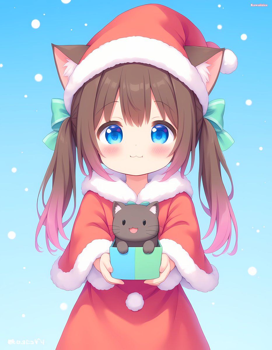 Ayaya achou um gatinho! 🐱

Especial: Kawaiizices de Natal - 02! 🎁
#OC #AIイラスト #AIサンタ #AIクリスマス