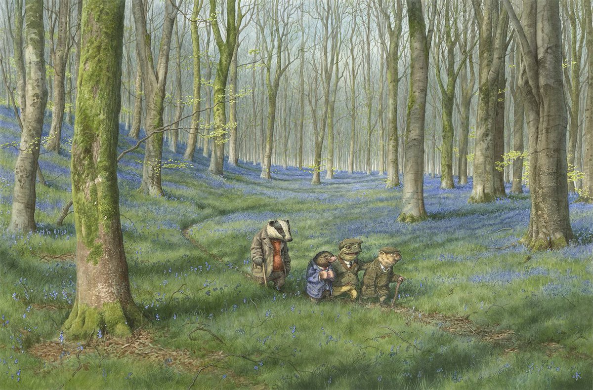 ElliottBlackwe3's tweet photo. How utterly glorious is this illustration "Bluebells in West Woods"by Chris Dunn from The Wind in the Willows https://t.co/wXt620DsFy