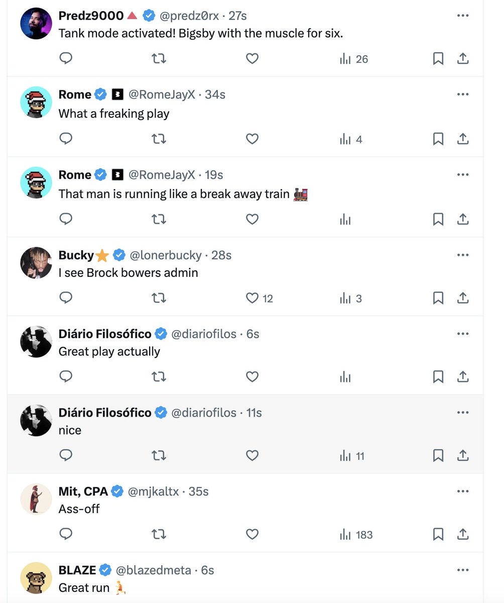 CDonnick1's tweet photo. NFL accidentally posted a Brock Bowers video with a Tank Bigsby caption and these are the top responses...

Very normal app, Elon doing great work https://t.co/spuXBFKFO4