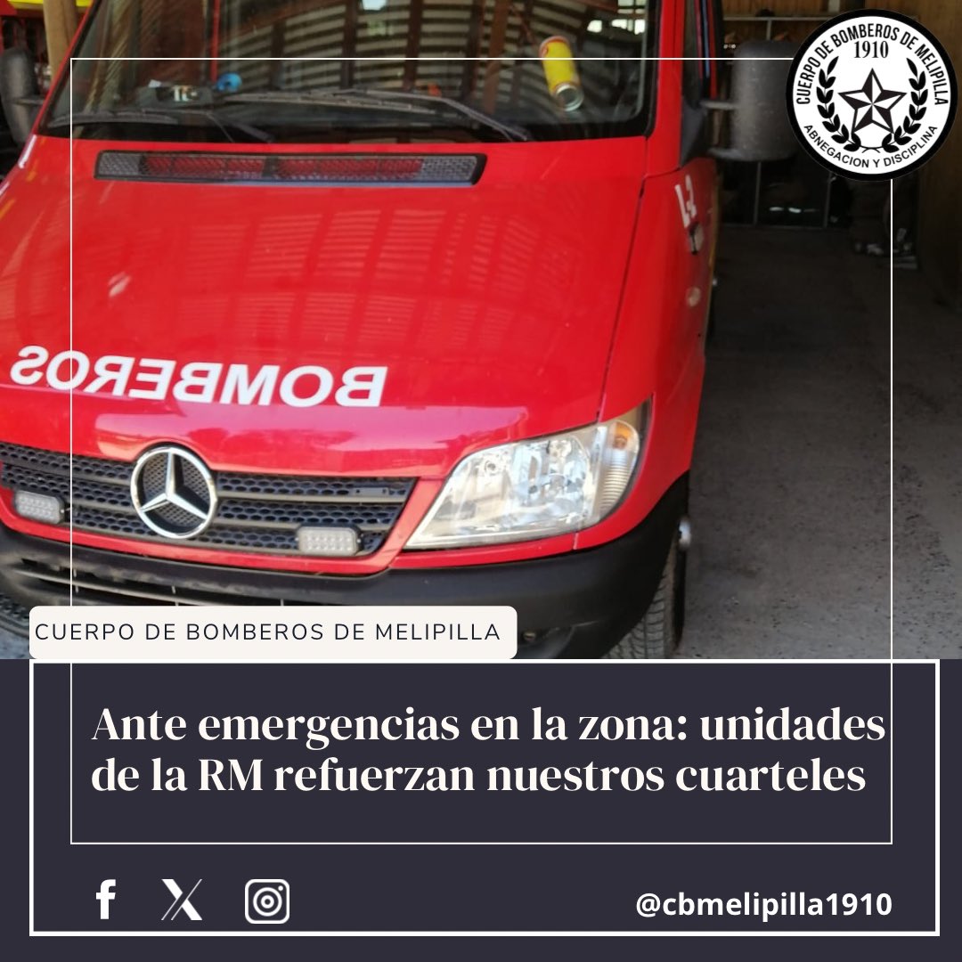 👩🏻‍🚒👨🏻‍🚒 Unidades de la Región Metropolitana refuerzan nuestros cuarteles con mayor probabilidad de ocurrencia de incendios forestales: 
📍BX-1 Maipú - Cuartel 2ª Compañía 
📍B-4 Quinta Normal - cuartel 3ª Compañía (1/2)