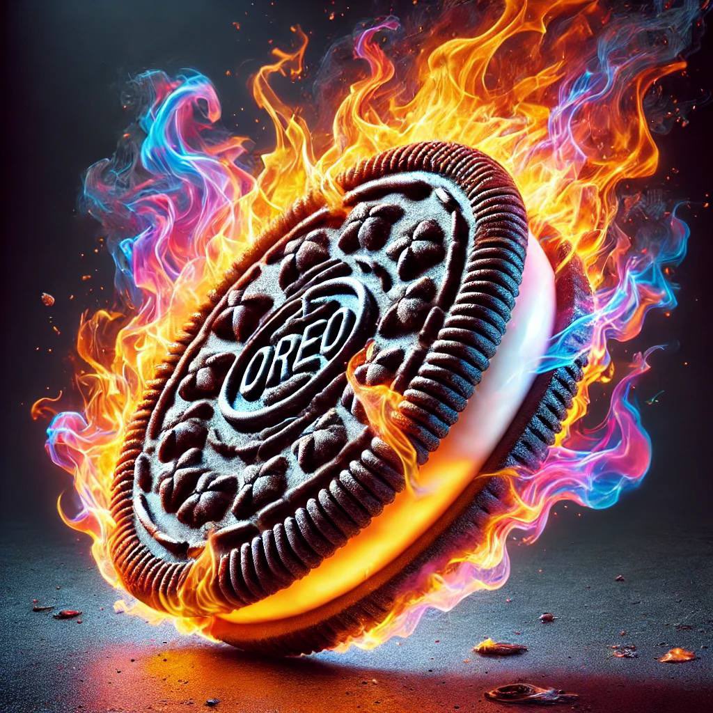 this oreo is on fire