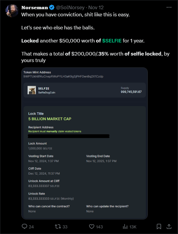 MemeTrickster's tweet photo. You still in $SELFIE bro? https://t.co/7FPh2UrhHS