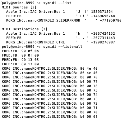 MetarealWorld's tweet photo. My macOS command-line tool 'symidi' is finally available for home use! Very handy for monitoring MIDI output, scanning ports, and sending test messages to your MIDI thingies. Can also report microsecond timestamp on each message. I use it daily.
 https://t.co/IGB0bC74ma https://t.co/V3FDaopKv5