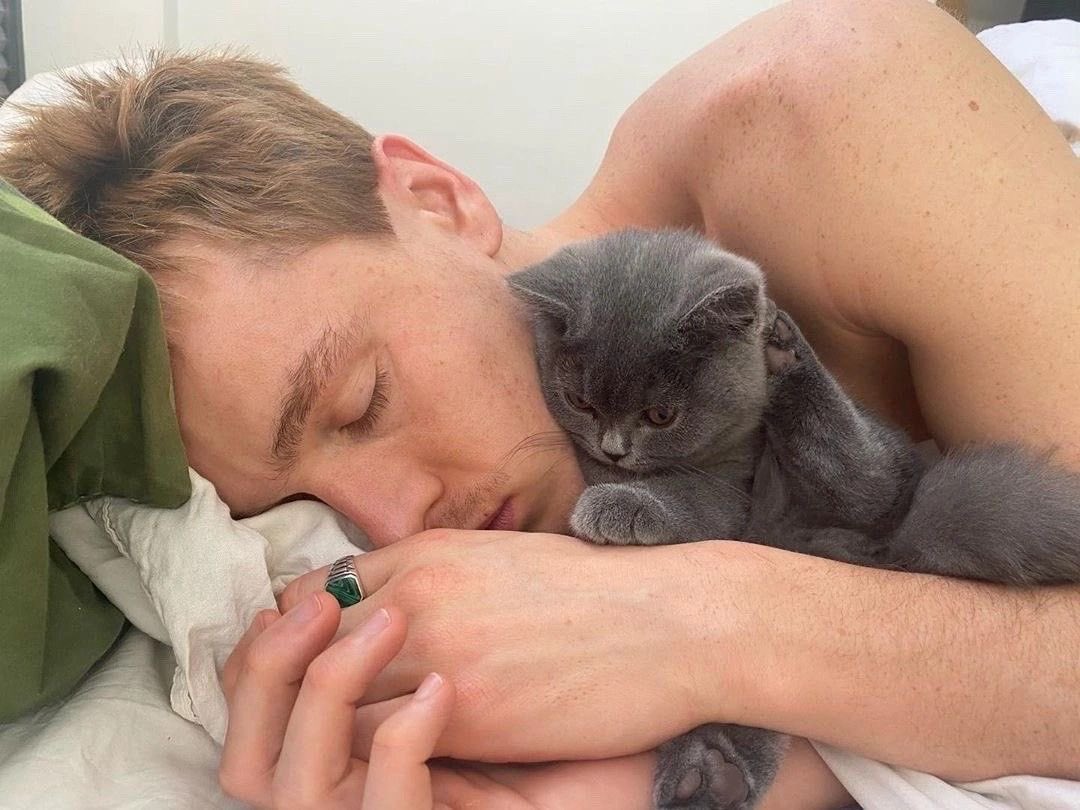 cocteavs's tweet image. harris with his cat is literally the cutest thing ever