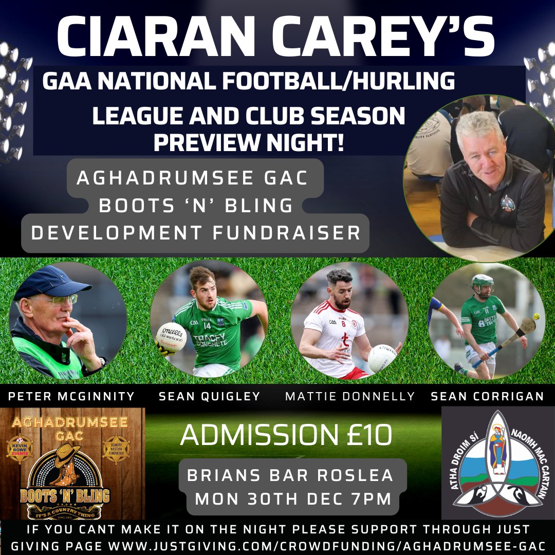 🤠 Boots N Bling Fundraiser - Ciaran Carey! 🤠
Get all the latest news on the Aghadrumsee GAC app member.clubspot.app/club/aghadrums…