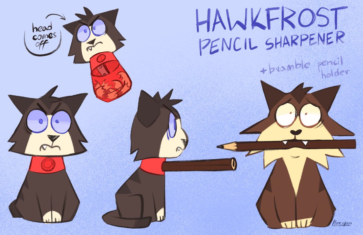 a sequel to the tigerstar pencil case - HAWKFROST PENCIL SHARPENER!!!!!!!

with a bonus bramble pencil holder

#warriorcats