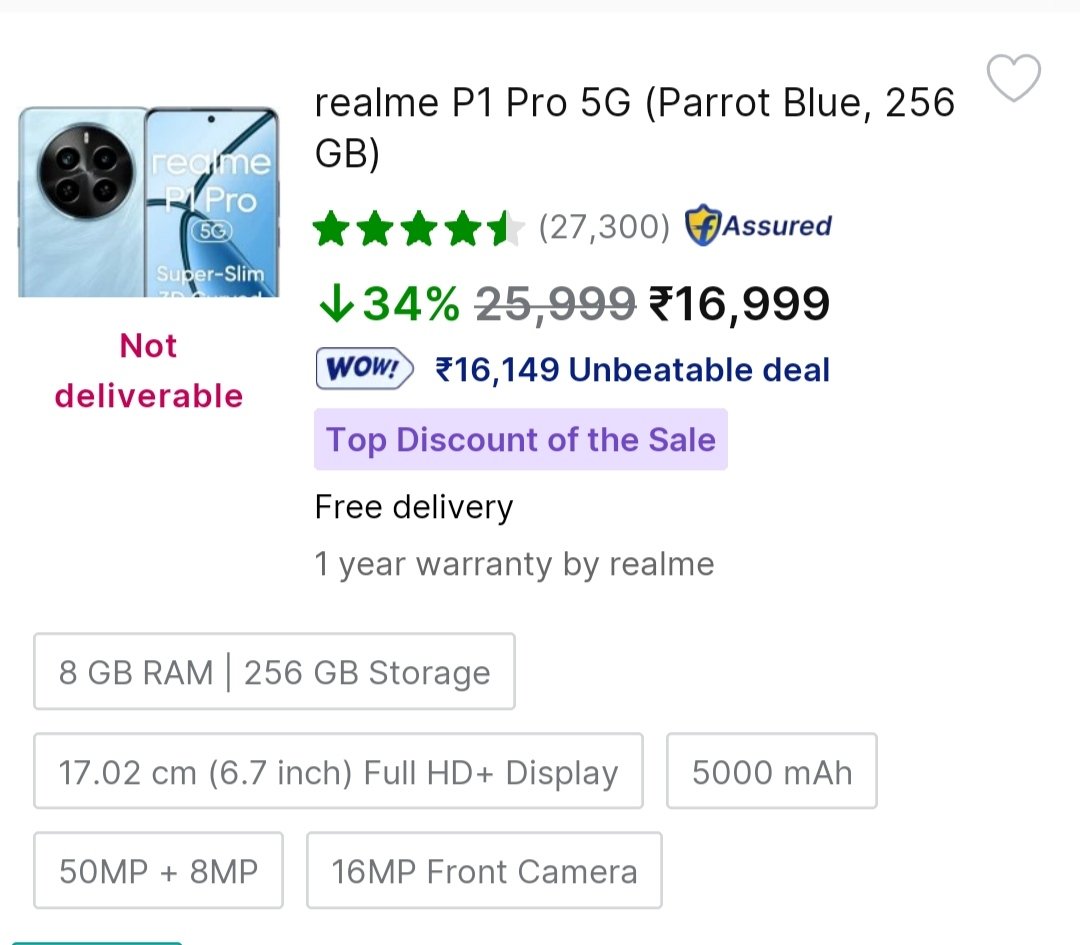 tanveermamdani's tweet photo. Hey guys tell me is Realme P1 Pro at 17k worth it or not.
#RealmeP1Pro #realme https://t.co/Yw5ditSH6B