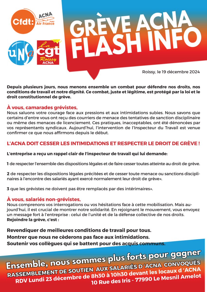 Pour des conditions de travail, qui préservent la santé et vie de famille... des horaires travail et jours de repos compatibles...

Les patrons utilisent les menaces, le recours illégal à l'intérim et le détournement des lois anti-greve, pour imposer la dégradation sociale