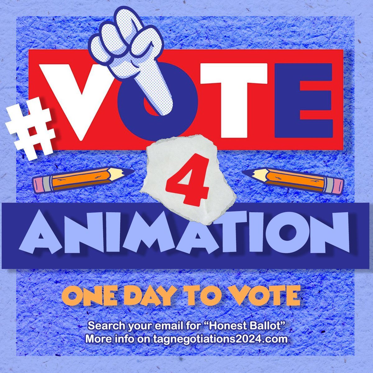 AWorkersIgnited's tweet photo. We all like to procrastinate until the very last minute (especially artists), but TODAY IS THE LAST DAY TO VOTE ON THE CONTRACT! Read the MOA and vote how you feel. This is your last chance to make your voice heard! #standwithanimation https://t.co/tplmqWawrt