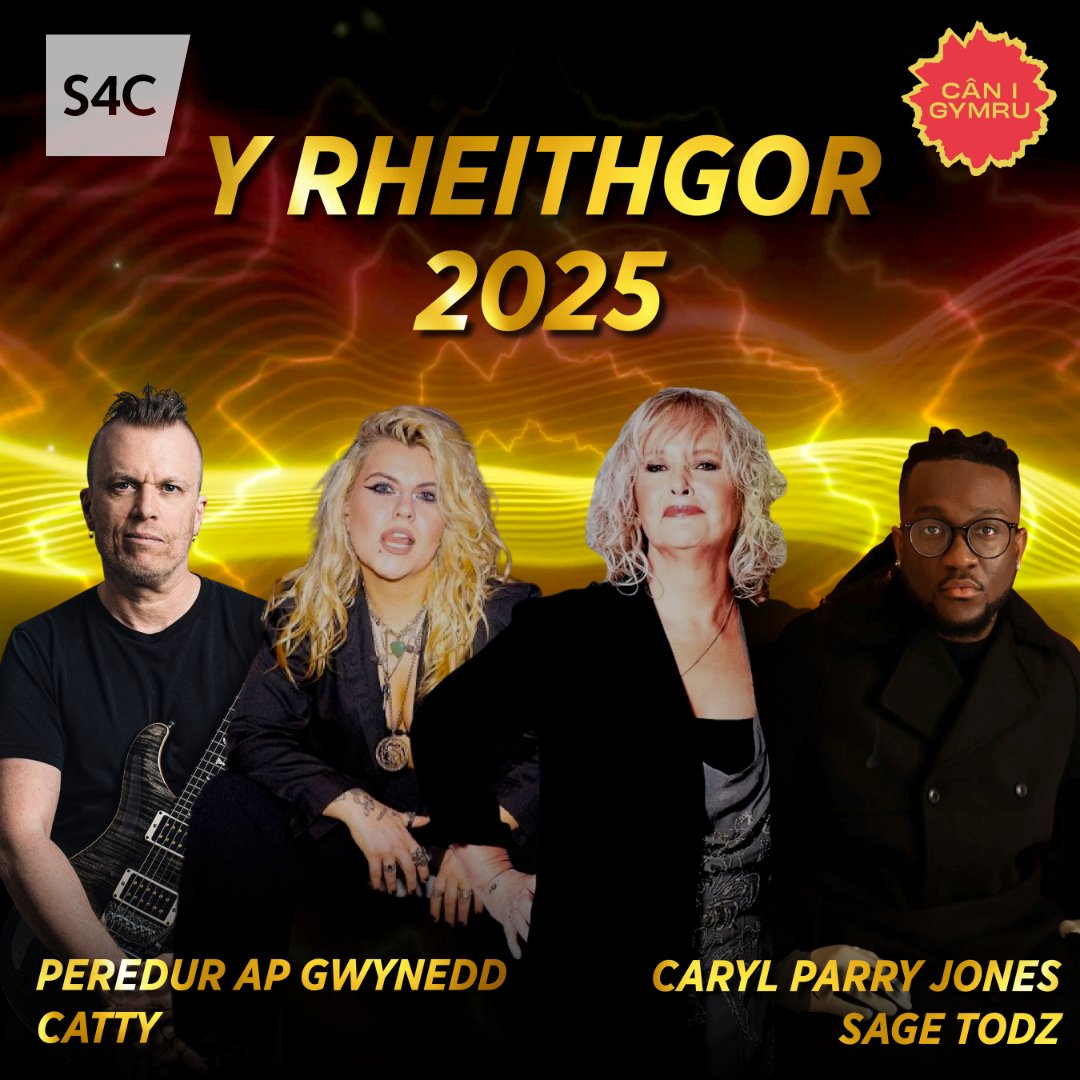 Y RHEITHGOR!

Peredur ap Gwynedd, Catty (Catrin Hopkins) , Caryl Parry Jones a Sage Todz yw'r pedwar bydd yn dewis a dethol rhestr fer Cân i Gymru 2025.

Meet the 2025 Cân i Gymru jury 👏

📆 Dyddiad cau: 5 Ionawr
📆 Closing date: 5 January

#CiG2025