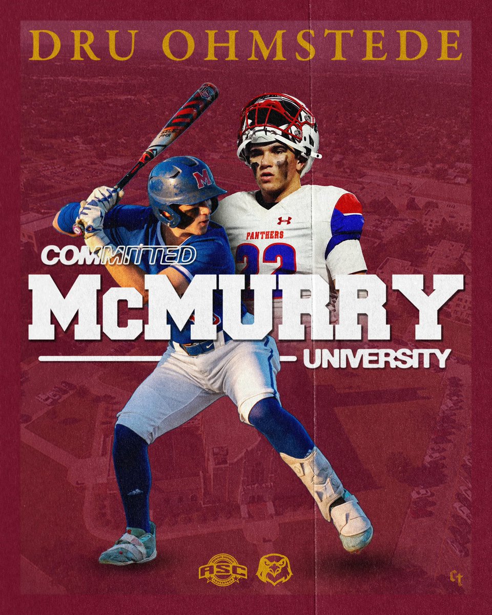 DruOhmstede (@dru_ohmstede) on Twitter photo I am blessed to announce my commitment to Mcmurry University to play both football and baseball! Thank you to God, my family, and all my coaches who have helped me through my journey! #AGTG #GoHawks
<a href="/CadeTullisPhoto/">Cade Tullis</a> I am blessed to announce my commitment to Mcmurry University to play both football and baseball! Thank you to God, my family, and all my coaches who have helped me through my journey! #AGTG #GoHawks
<a href="/CadeTullisPhoto/">Cade Tullis</a>