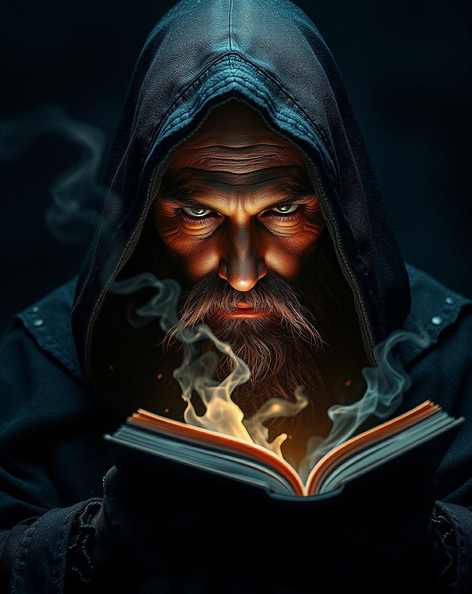 Deka_Vampir's tweet photo. "Within the depths of ancient wisdom lies unparalleled power. The dark wizard unveils his forbidden tome, as a radiant magical light pierces the shadows. What secrets does this book hold? 🌌✨ #AIArt #DarkWizard #MagicUnleashed #FantasyWorlds" https://t.co/MrMg9S4ApR