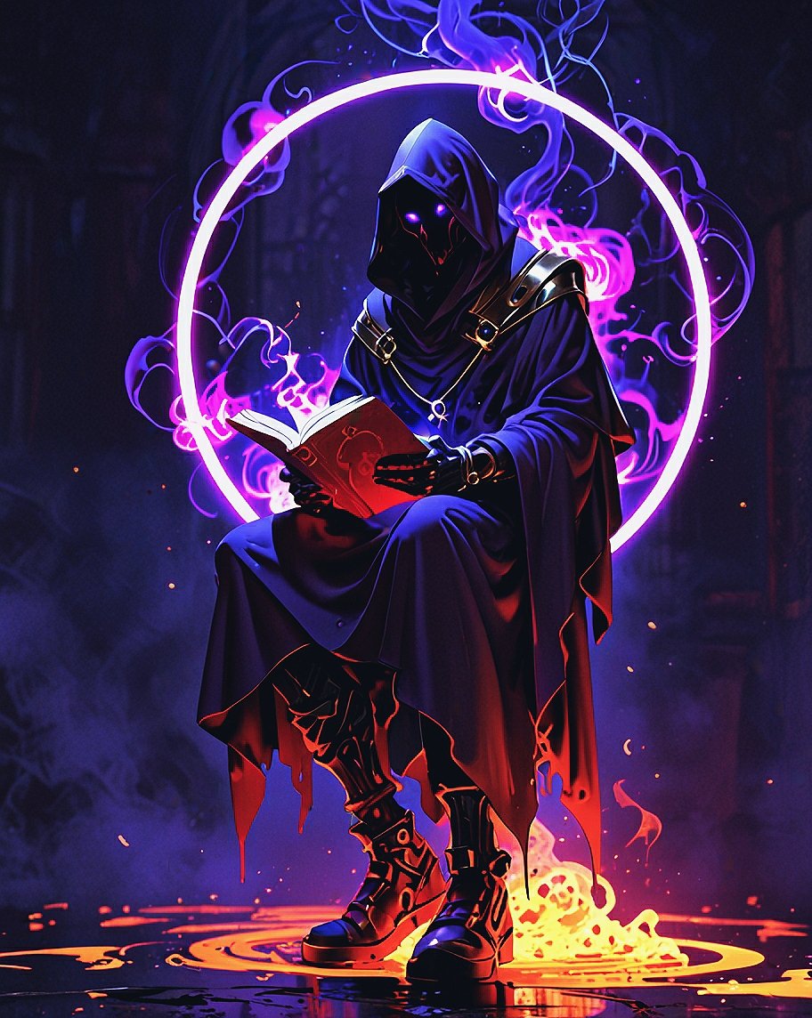 Deka_Vampir's tweet photo. "Within the depths of ancient wisdom lies unparalleled power. The dark wizard unveils his forbidden tome, as a radiant magical light pierces the shadows. What secrets does this book hold? 🌌✨ #AIArt #DarkWizard #MagicUnleashed #FantasyWorlds" https://t.co/MrMg9S4ApR