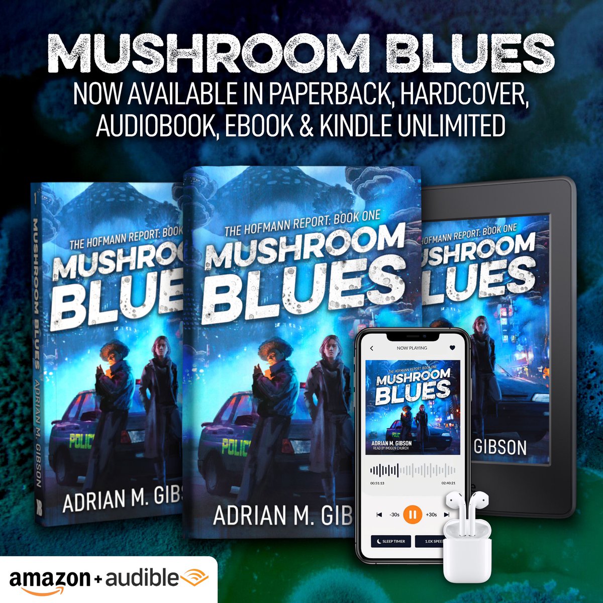 My debut novel Mushroom Blues is available in ALL FORMATS! That includes paperback/hardcover/eBook, as well as audiobook (narrated by Imogen Church). 

Treat yourself to a copy of my mold-infested murder mystery 🍄
Amazon: amzn.to/3VoOBNF
Audible: audible.com/pd/B0DR367658