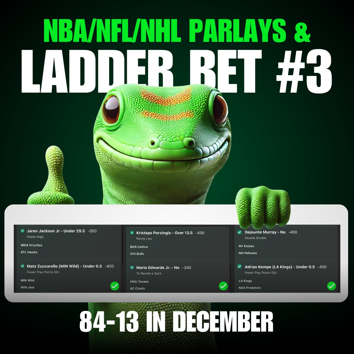 6-0 SWEEP Yesterday🔥

Ladder Bet #3 Hit 🏆

👉Ladder #4 posted in the Whop