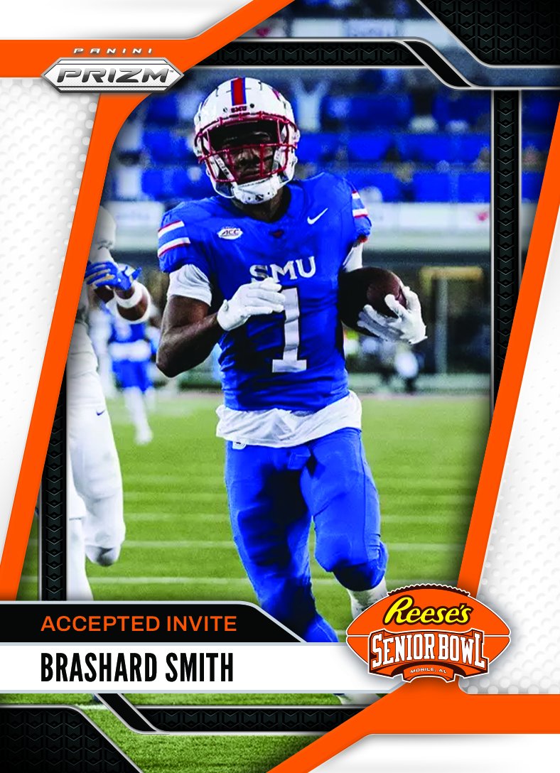 Reese's Senior Bowl (@seniorbowl) on Twitter photo OFFICIAL! RB Brashard Smith <a href="/BrashardS/">B💰</a> from <a href="/SMUFB/">SMU Football</a> is heading to the 2025 Reese's Senior Bowl!!! 👏👏👏 #PonyUp #BestOfTheBest #TheDraftStartsInMOBILE™️
@JimNagy_SB <a href="/PaniniAmerica/">Panini America</a> #RatedRookie OFFICIAL! RB Brashard Smith <a href="/BrashardS/">B💰</a> from <a href="/SMUFB/">SMU Football</a> is heading to the 2025 Reese's Senior Bowl!!! 👏👏👏 #PonyUp #BestOfTheBest #TheDraftStartsInMOBILE™️
@JimNagy_SB <a href="/PaniniAmerica/">Panini America</a> #RatedRookie