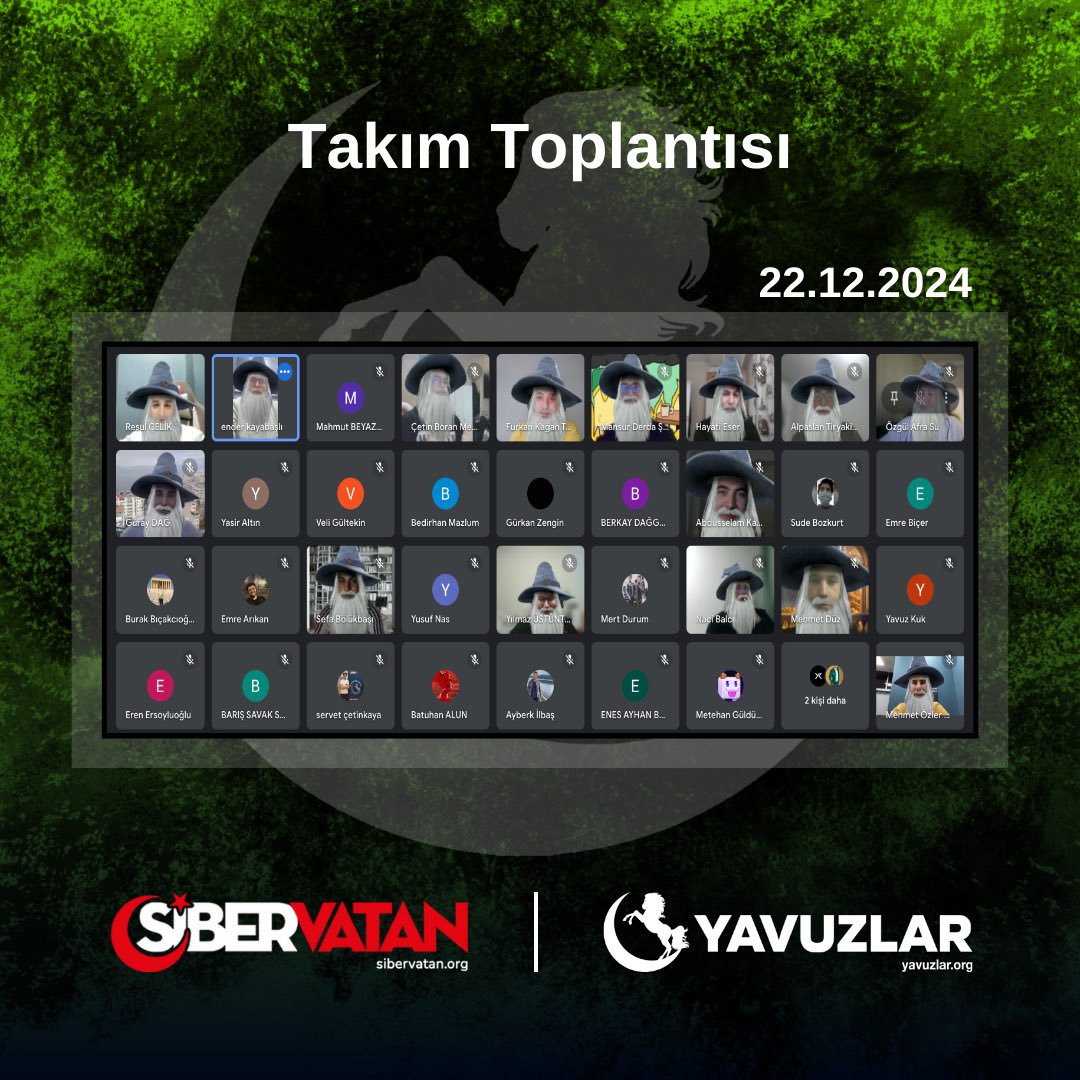 Bugün takım toplantısına biraz büyü kattık! 🧙‍♂️✨ Gandalf’ın ruhuyla 'You shall not pass!' dedik ve siber güvenlik dünyasında orta dünyanın siber savaşçıları olarak değerlendirmelerimize ve çalışmalarımıza devam ediyoruz. 🌐🔐 

#sibervatan #yavuzlar #cybersecurity #gandalf