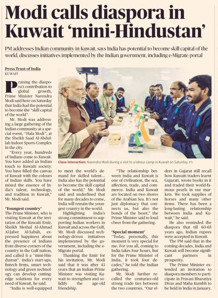 _upsc_focus's tweet photo. Modi calls diaspora in Kuwait mini - Hindustan
#IR #Kuwait #WestAsia #MiniHindostan #Diaspora #HalaModi #PT #UPSC
Source: The Hindu https://t.co/QKWJHaiSsQ