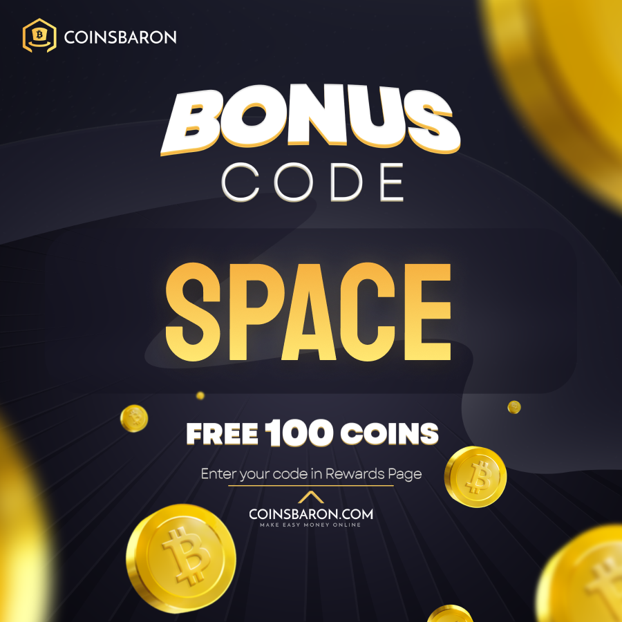 CODE DROP🔥

We have a small surprise for you. 100 coins for the first 100 people!💯

What to do to get it? 🎯

Just two steps:
1️⃣ Go to the website and register through this link -> coinsbaron.com
2️⃣ In the rewards tab, enter the code: „SPACE”

Enjoy! 🎁

#promocode