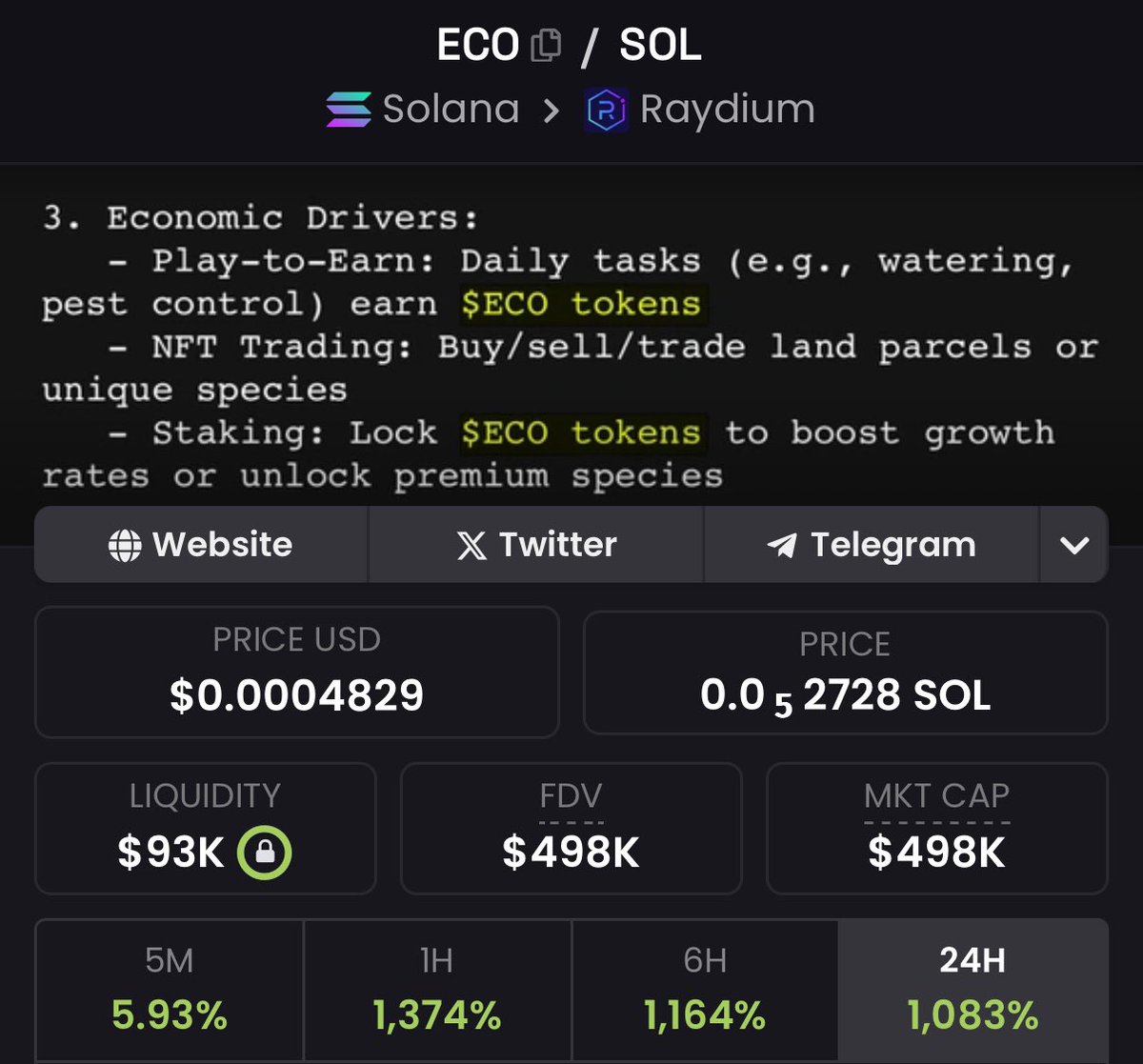 When Truth Terminal creator Andy Ayrey added liquidity to $MANA it ran to $50M

He now did the same with $ECO sitting at $500k market cap