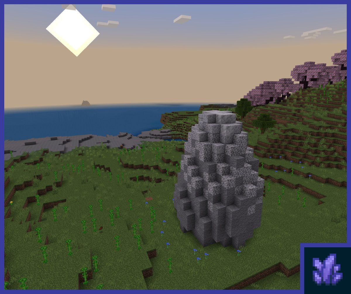 We're debatting this — do you think boulders like this would fit well with vanilla world generation? What are your thoughts on this particular boulder? Does it feel too large or a bit too egg-shaped? For context, this is all part of Azuryth, a Vanilla+ Minecraft Bedrock Add-On!