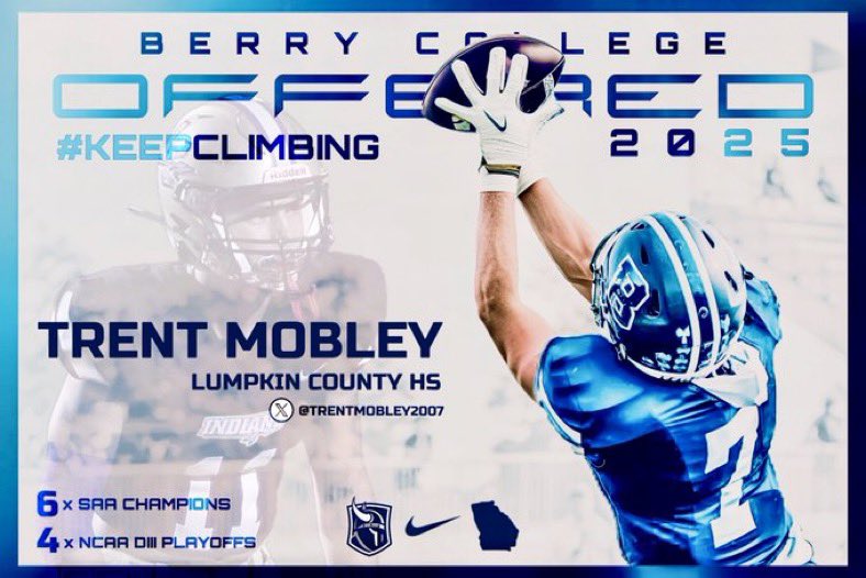 Thank you Coach Webb, Coach Nichols, Coach K and every coach at Berry for the amazing opportunity and offer to go play at the next level.