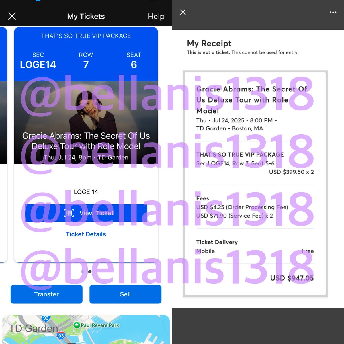 BOSTON, MASSACHUSETS GRACIE ABRAMS FANS <a href="/bellanis1318/">bella</a> IS SELLING ONE TICKET TO THE show ON JULY 24th (7/24) FOR $473

DM THEM TO PURCHASE!

BE SURE TO PAY ONLY WITH PAYPAL GOODS AND SERVICES **NOT FAMILY AND FRIENDS*