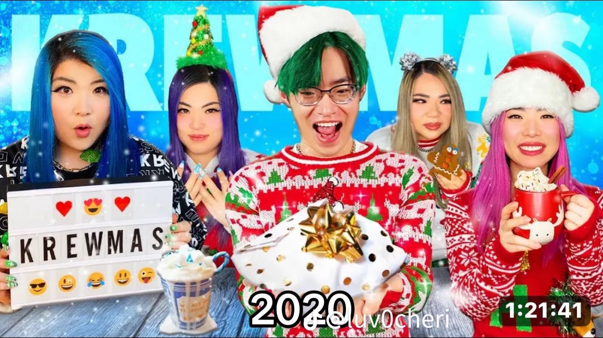 krewfanns's tweet photo. Fun fact each of the krew members have been in the middle/center of the  krewmas vlog except for @RainbowsYT so maybe in krewmas 2025 Rainbow will be in the middle https://t.co/eT77B5svMC