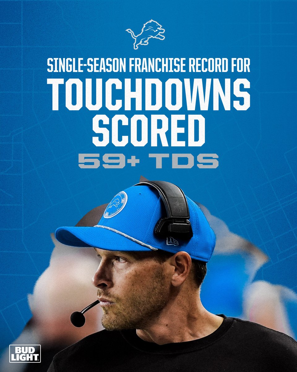LionsPR's tweet photo. The @Lions have set the single-season franchise record for TDs scored, passing the previous record of 58 TDs produced in 2023.

#OnePride https://t.co/3DGu5Gig5o