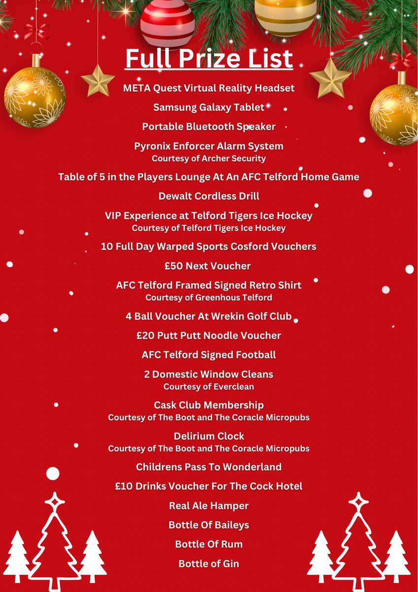 4️⃣ Days to Go! 

Our prize list is now locked in with over 20 prizes up for grabs. 

Beat the Boxing Day rush for tickets and buy yours online today. 

checkout.square.site/merchant/MLB17…