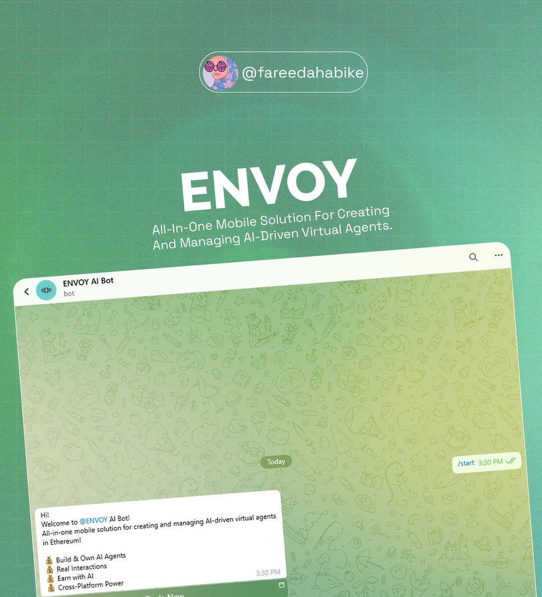fareedahoyewale's tweet photo. Current AI agents struggle to meet specific business needs due to their reliance on generic chatbots and anime-style interfaces. 

While they provide basic support in sectors like banking and retail, their potential to transform customer service and business operations remains untapped.

Here’s how @Envoy_Ethereum addresses this… 

Stay with me.