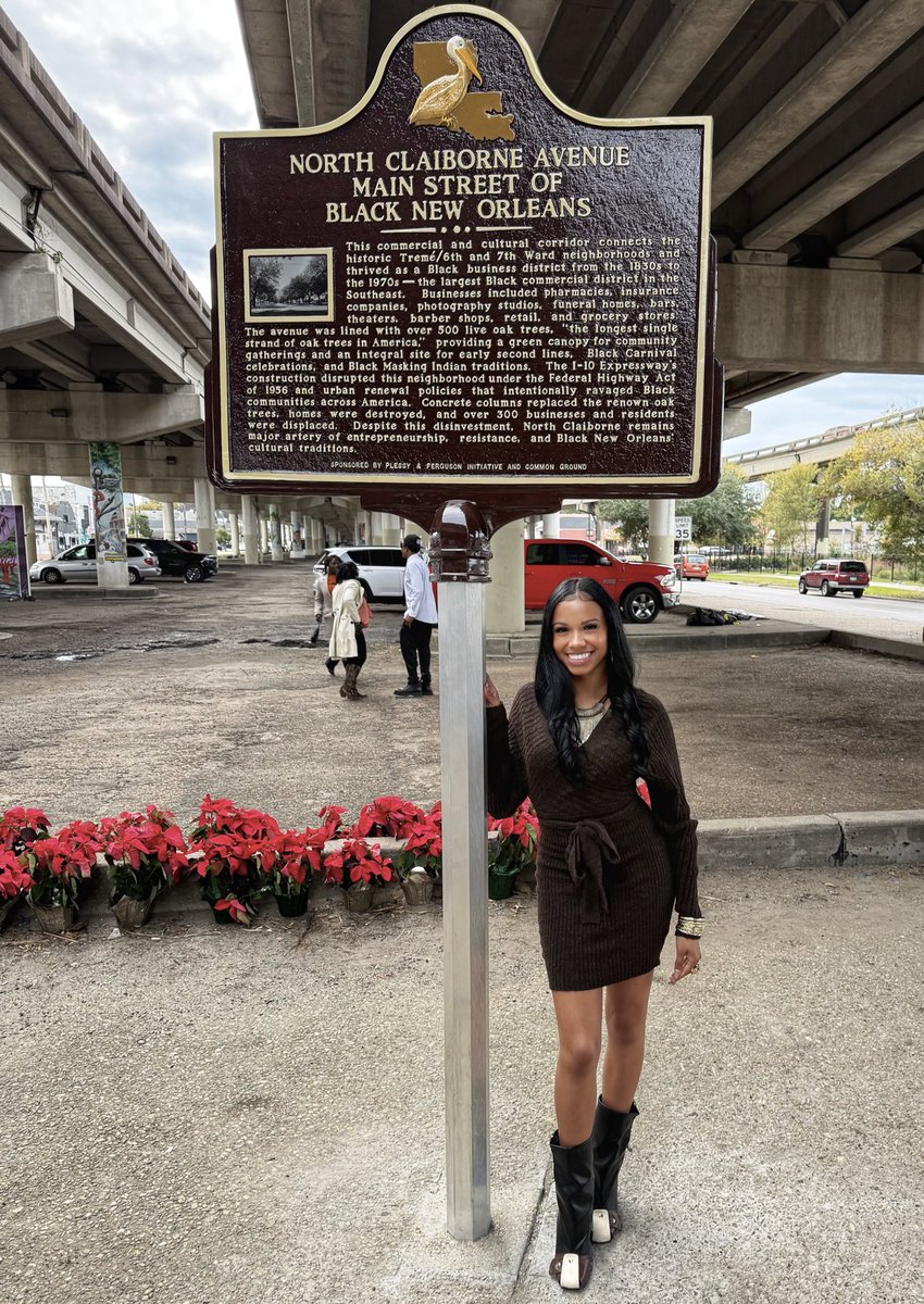 cierralexis's tweet image. on st. bernard &amp;amp; claiborne ave, we memorialized the Black commercial &amp;amp; cultural, oak-tree lined corridor that existed before the I-10 expressway was intentionally built through it. i'm so honored to have written this historical marker on behalf of plessy &amp;amp; ferguson initiative.